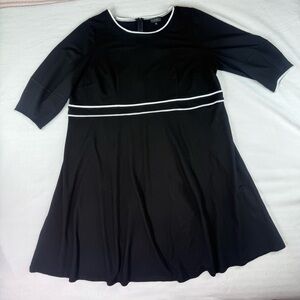 Eloquii Black Dress with White Trim Size 28
